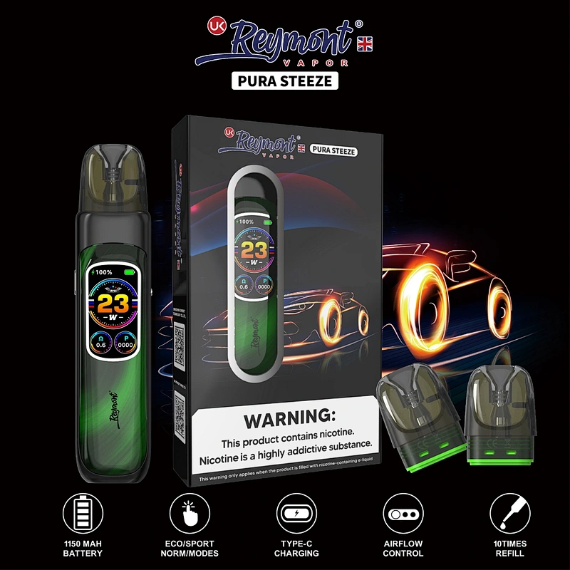 Reymont Pura Steeze Kit IML Technique Digital Indicator Replaceable 10Times Refill  Pod System Vape Pen - ReyMont Technology Co., Ltd.